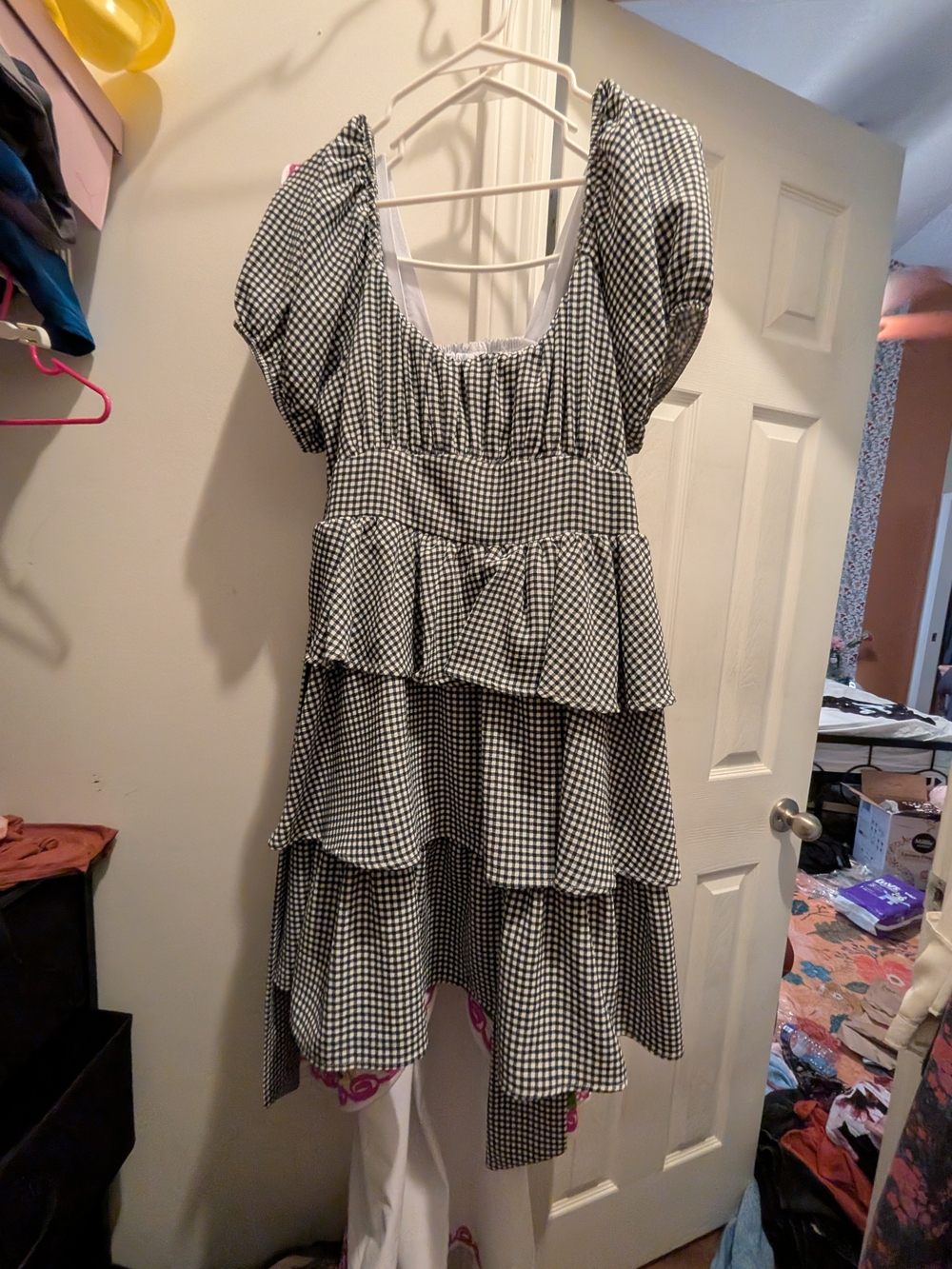Dry Goods Black and White Gingham Tiered Mini Dress